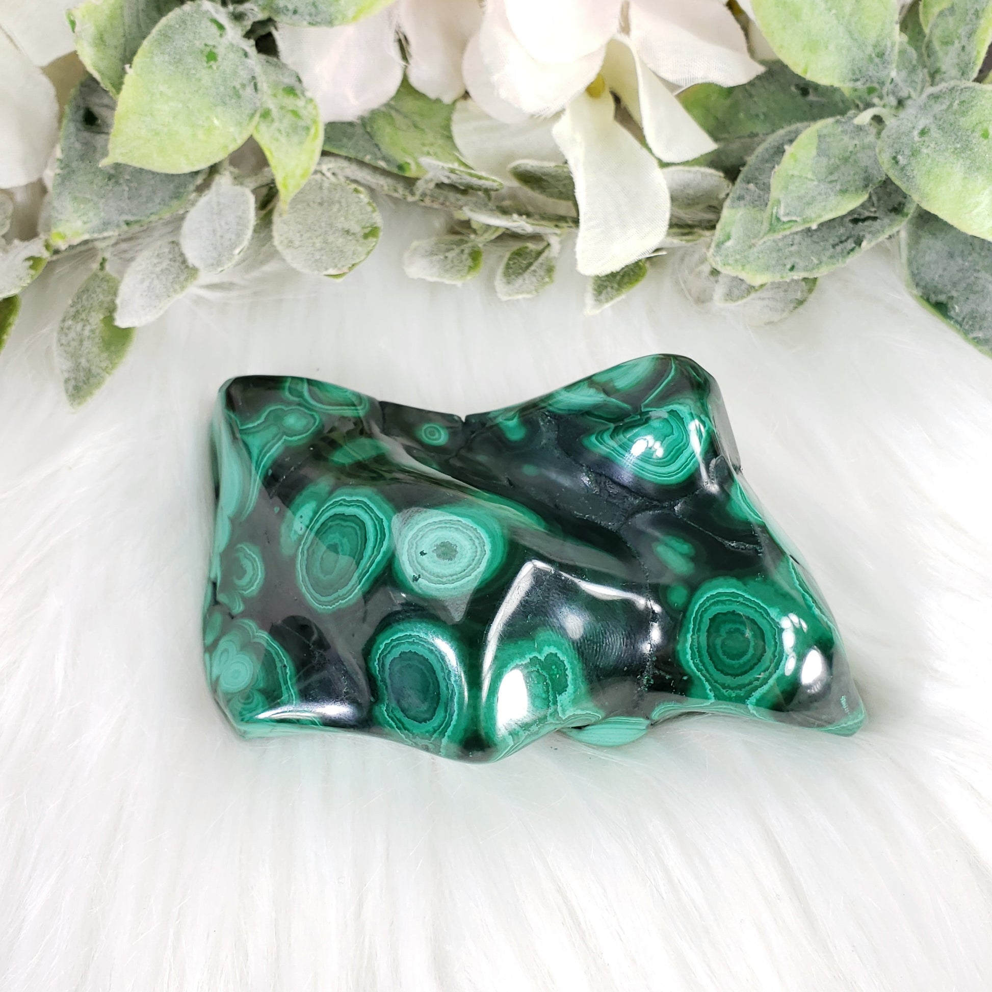 Malachite Semi-Polished Freeform E - Crystal Happenings