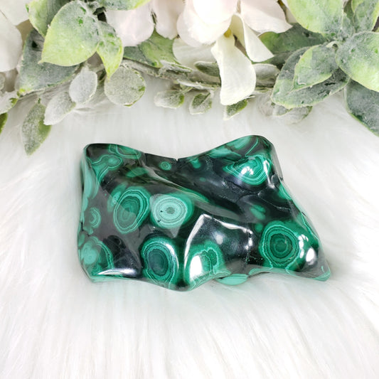 Malachite Semi-Polished Freeform E - Crystal Happenings