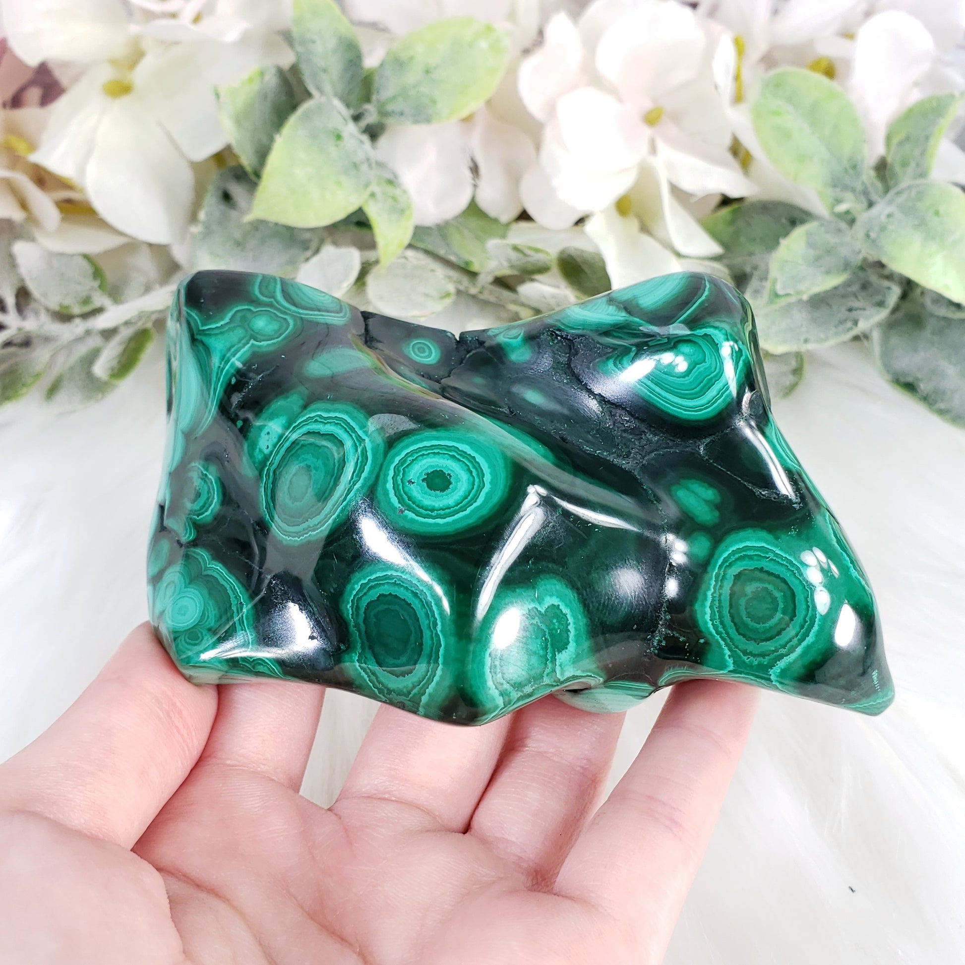 Malachite Semi-Polished Freeform E - Crystal Happenings