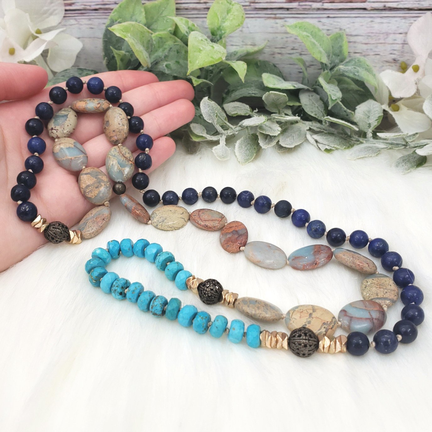 Lapis Lazuli Mixed Bead Necklace - Crystal Happenings