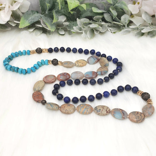 Lapis Lazuli Mixed Bead Necklace - Crystal Happenings