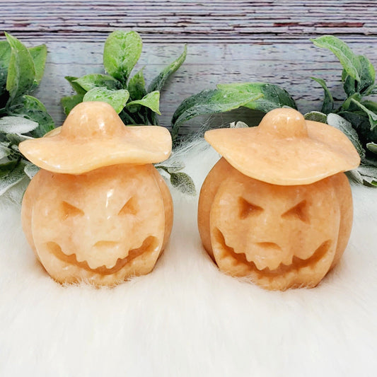 Jade Pumpkin with Hat - Crystal Happenings