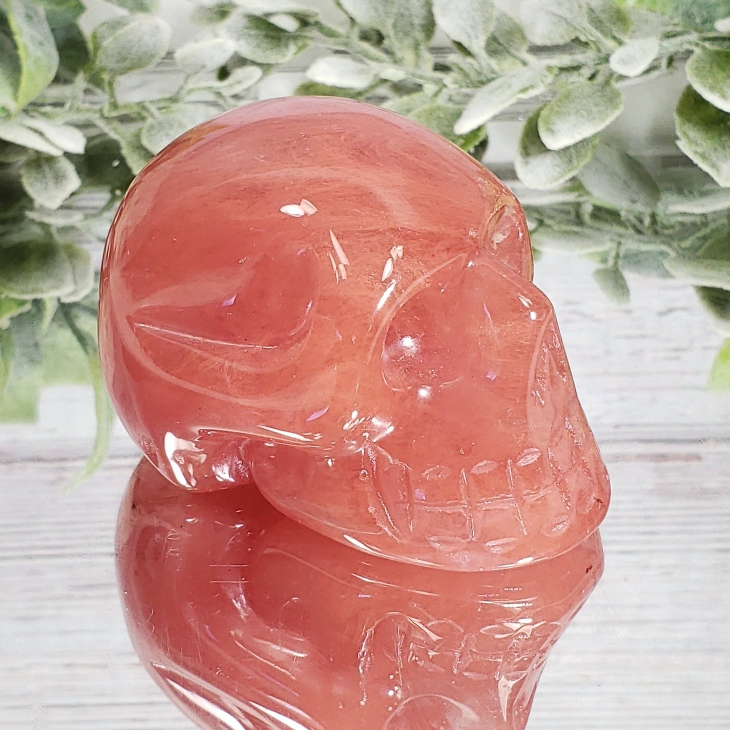 Cherry Quartz Medium Skull   VIDEO Listing - Crystal Happenings