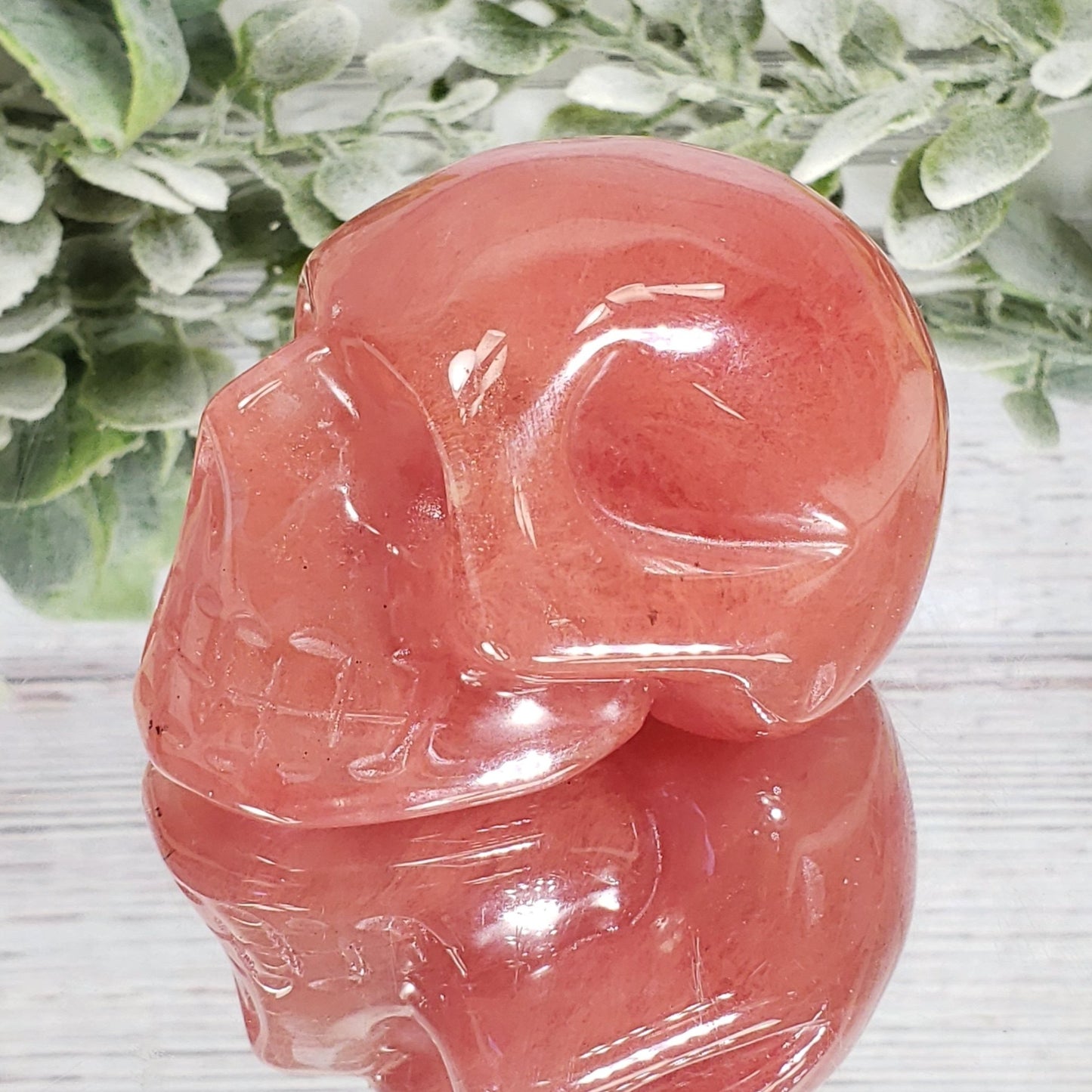 Cherry Quartz Medium Skull   VIDEO Listing - Crystal Happenings