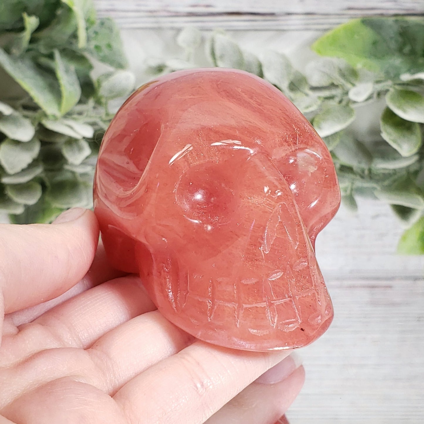 Cherry Quartz Medium Skull   VIDEO Listing - Crystal Happenings