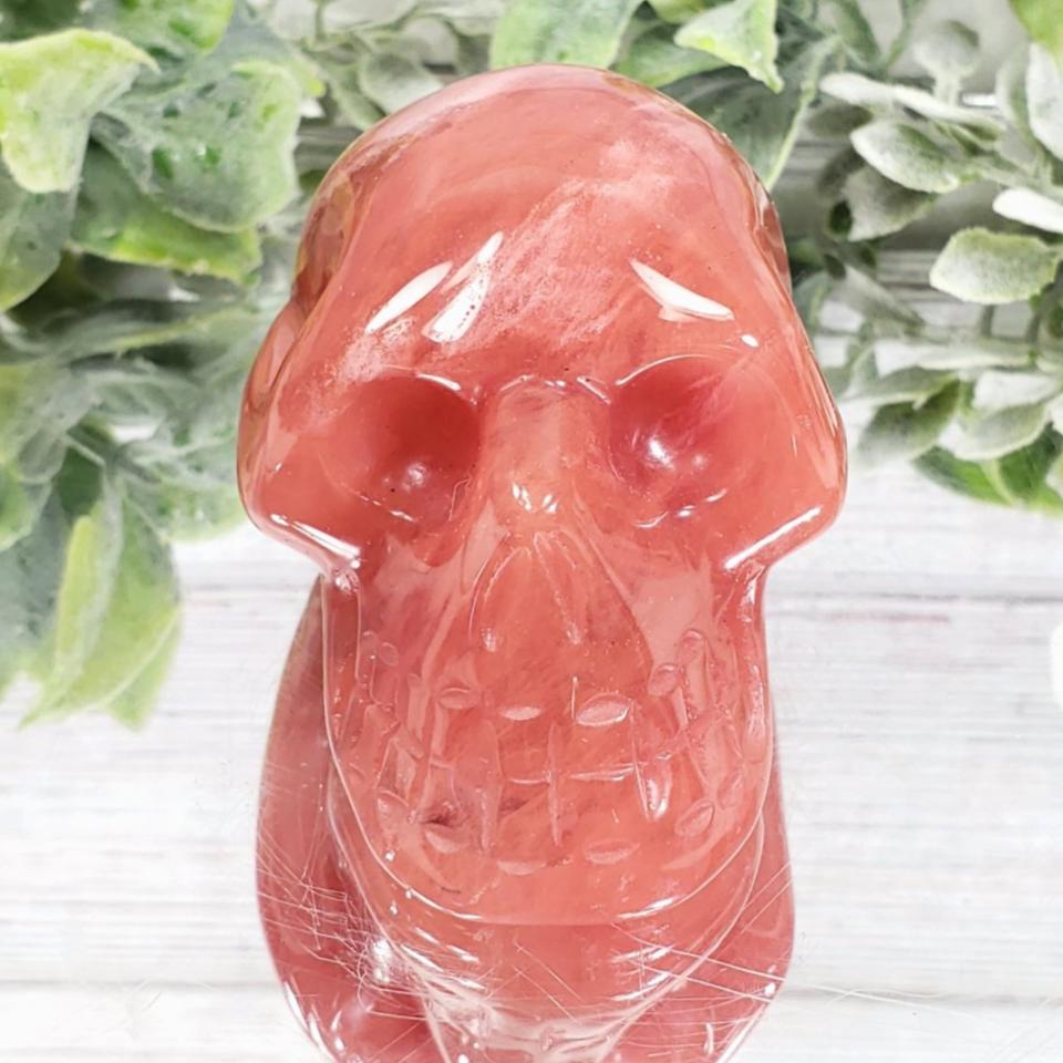 Cherry Quartz Skull VIDEO LISTING Large - Crystal Happenings