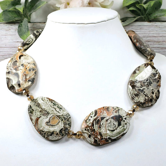 XL Faceted Sea Jasper Beaded Necklace - Crystal Happenings