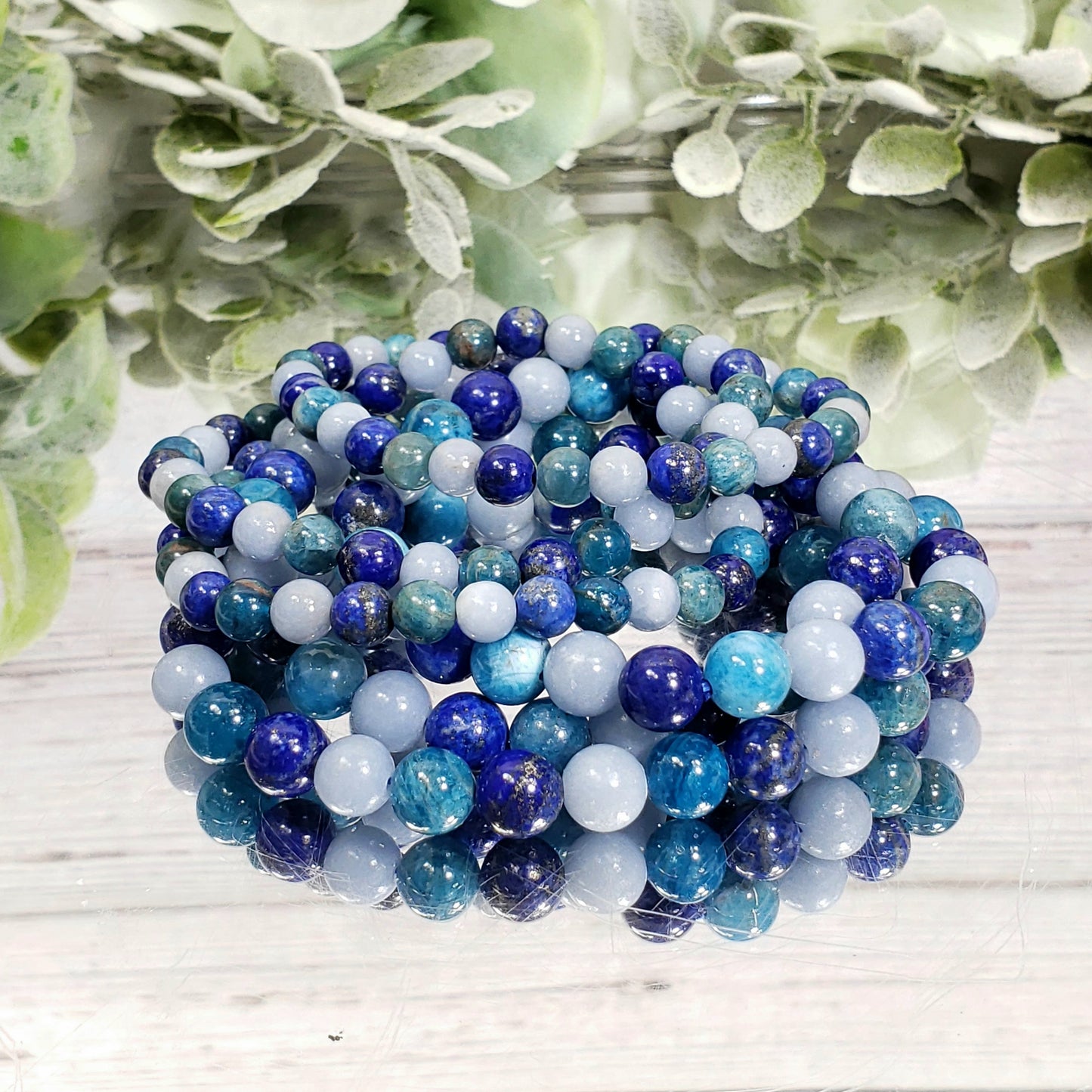 Throat Chakra Healing Bracelet 6mm or 8mm - Crystal Happenings