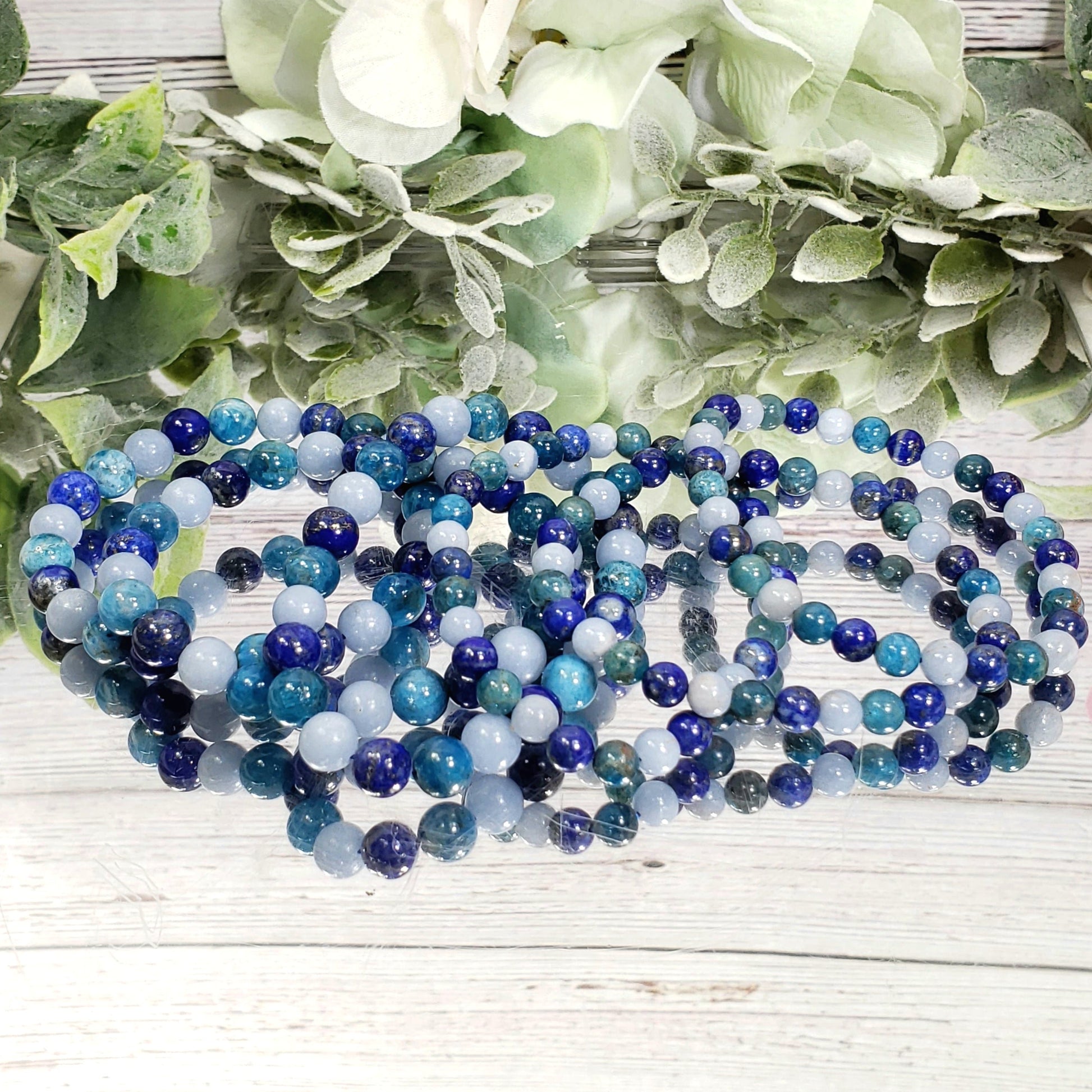 Throat Chakra Healing Bracelet 6mm or 8mm - Crystal Happenings