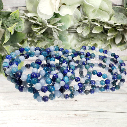 Throat Chakra Healing Bracelet 6mm or 8mm - Crystal Happenings