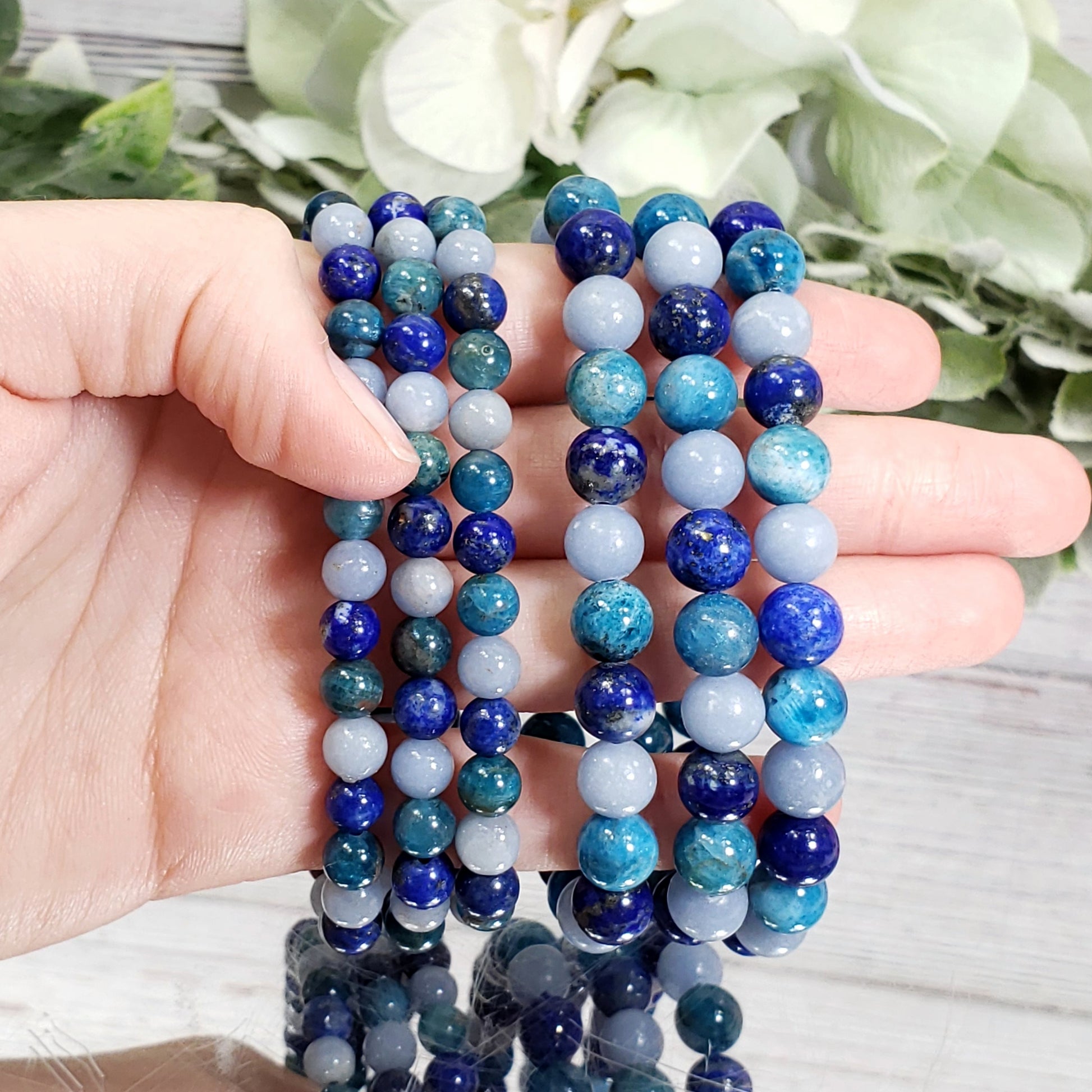Throat Chakra Healing Bracelet 6mm or 8mm - Crystal Happenings