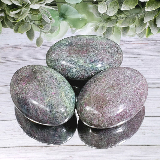 Ruby Fuchsite Palm Stone - Crystal Happenings