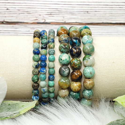 4mm Beaded Chrysocolla Bracelet - Crystal Happenings