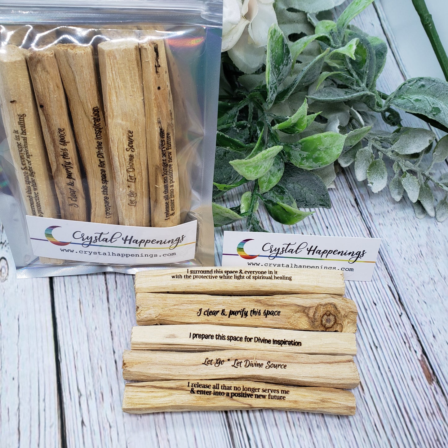 Wide View of our Palo Mantra Palo Santo Gift Set in and out of packaging