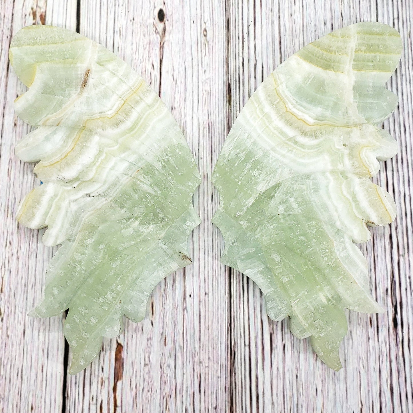 Large, Green Calcite Crystal Butterfly Wings