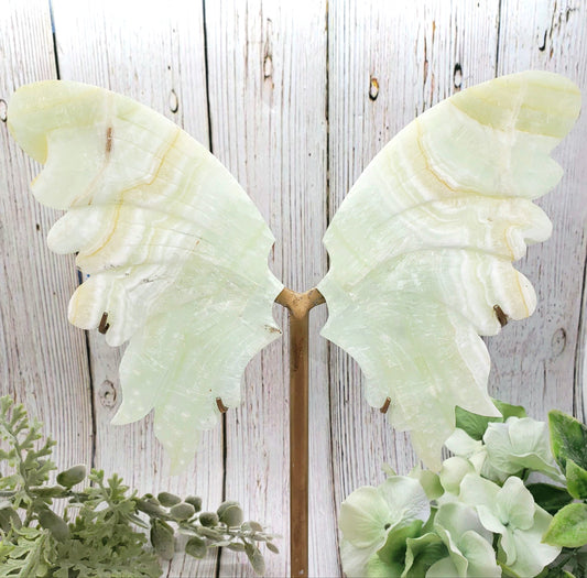 Large, Green Calcite Crystal Butterfly Wings