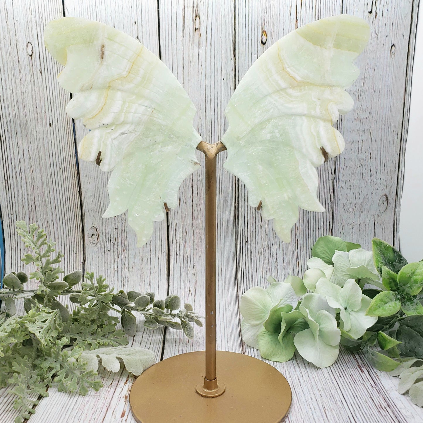 Large, Green Calcite Crystal Butterfly Wings