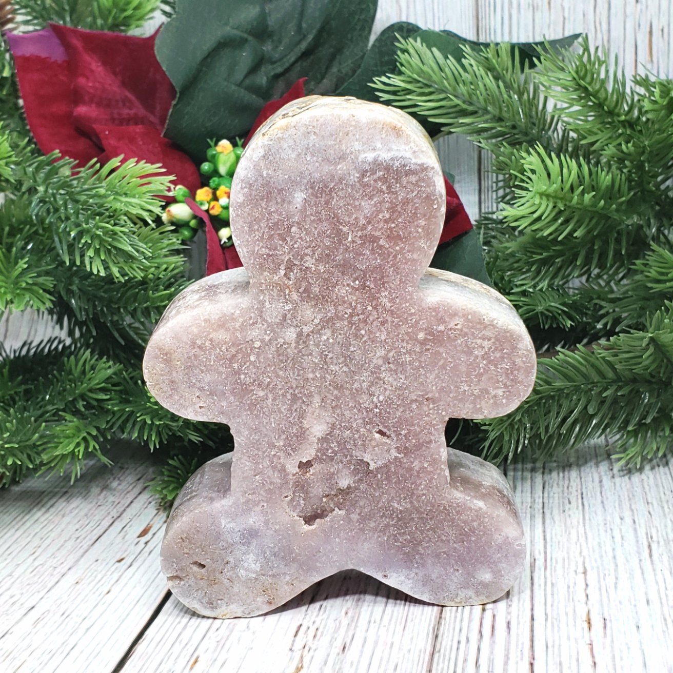 Pink Amethyst Gingerbread Man - 1 - Crystal Happenings