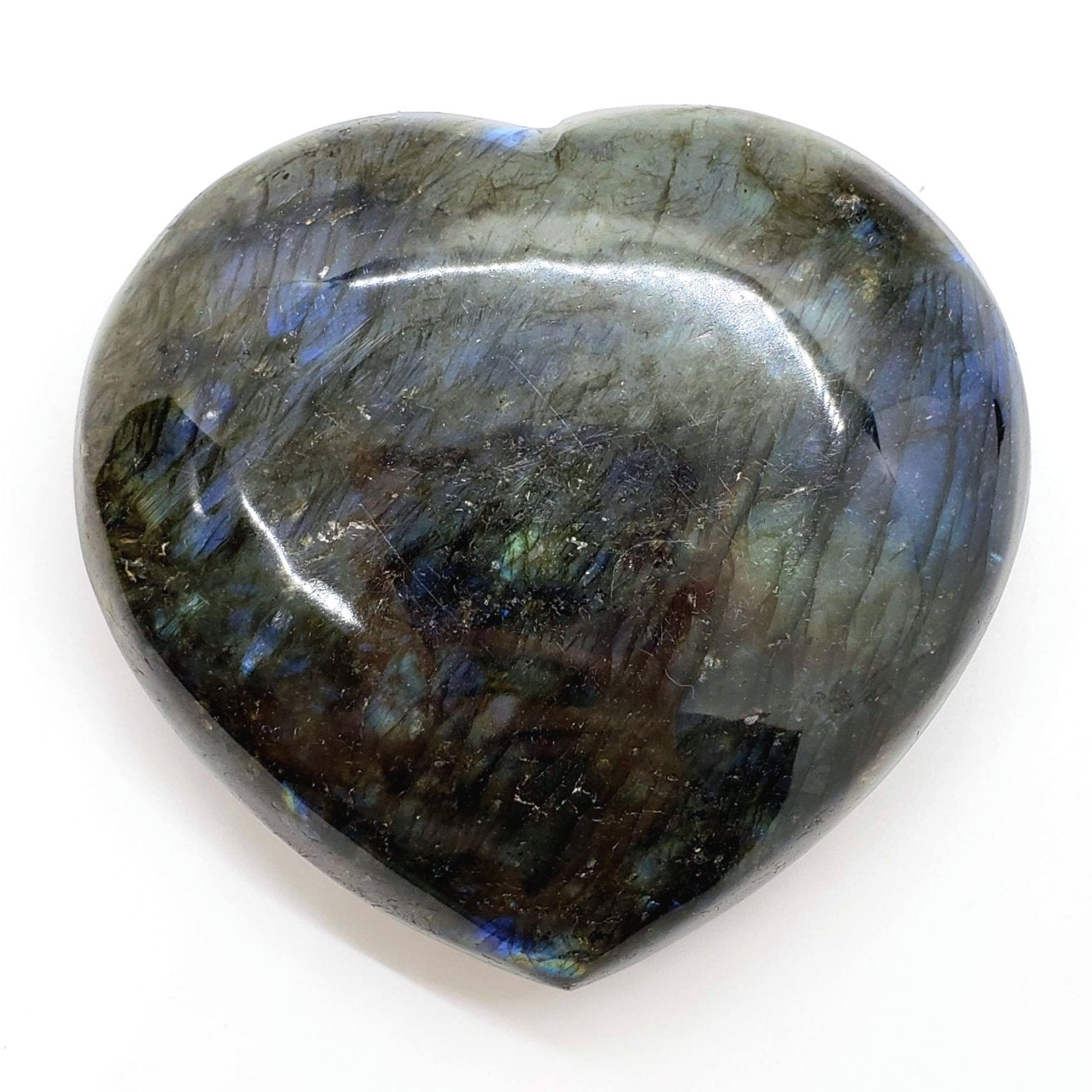 Labradorite 93mm Heart - DISCOUNTED - Crystal Happenings
