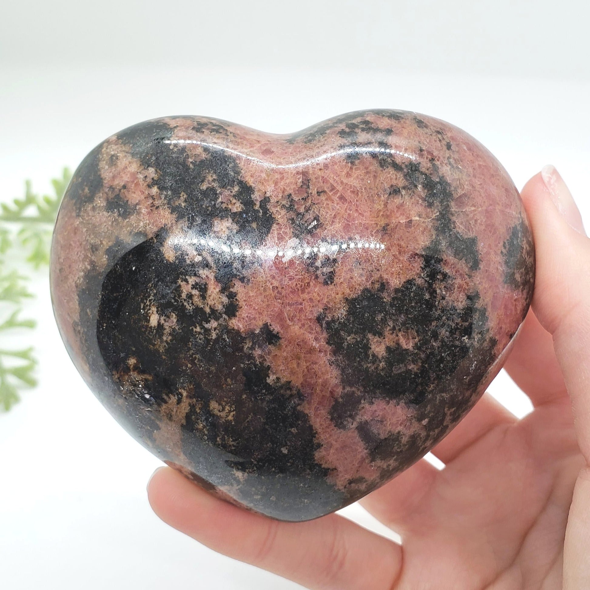 Rhodonite Large 85mm Heart - Crystal Happenings