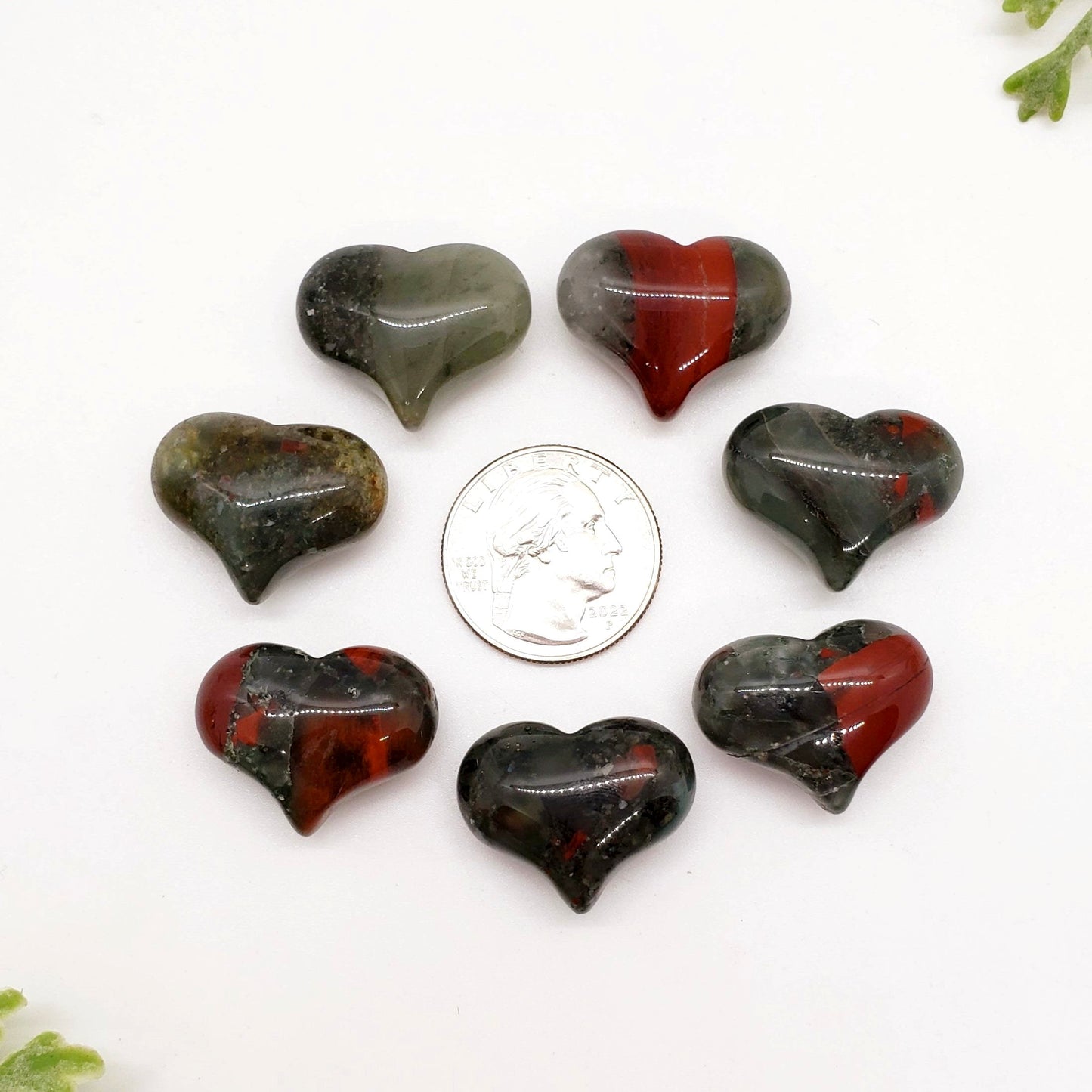 African Bloodstone - 1 inch Sweet Heart (25mm) - Crystal Happenings