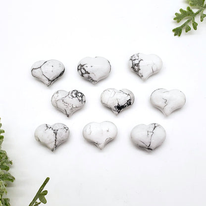 White Howlite- 1 inch Sweet Heart (25mm) - Crystal Happenings