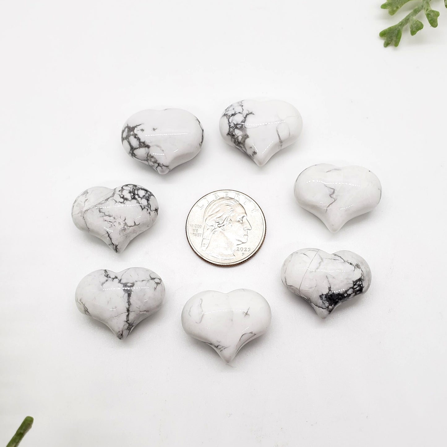 White Howlite- 1 inch Sweet Heart (25mm) - Crystal Happenings
