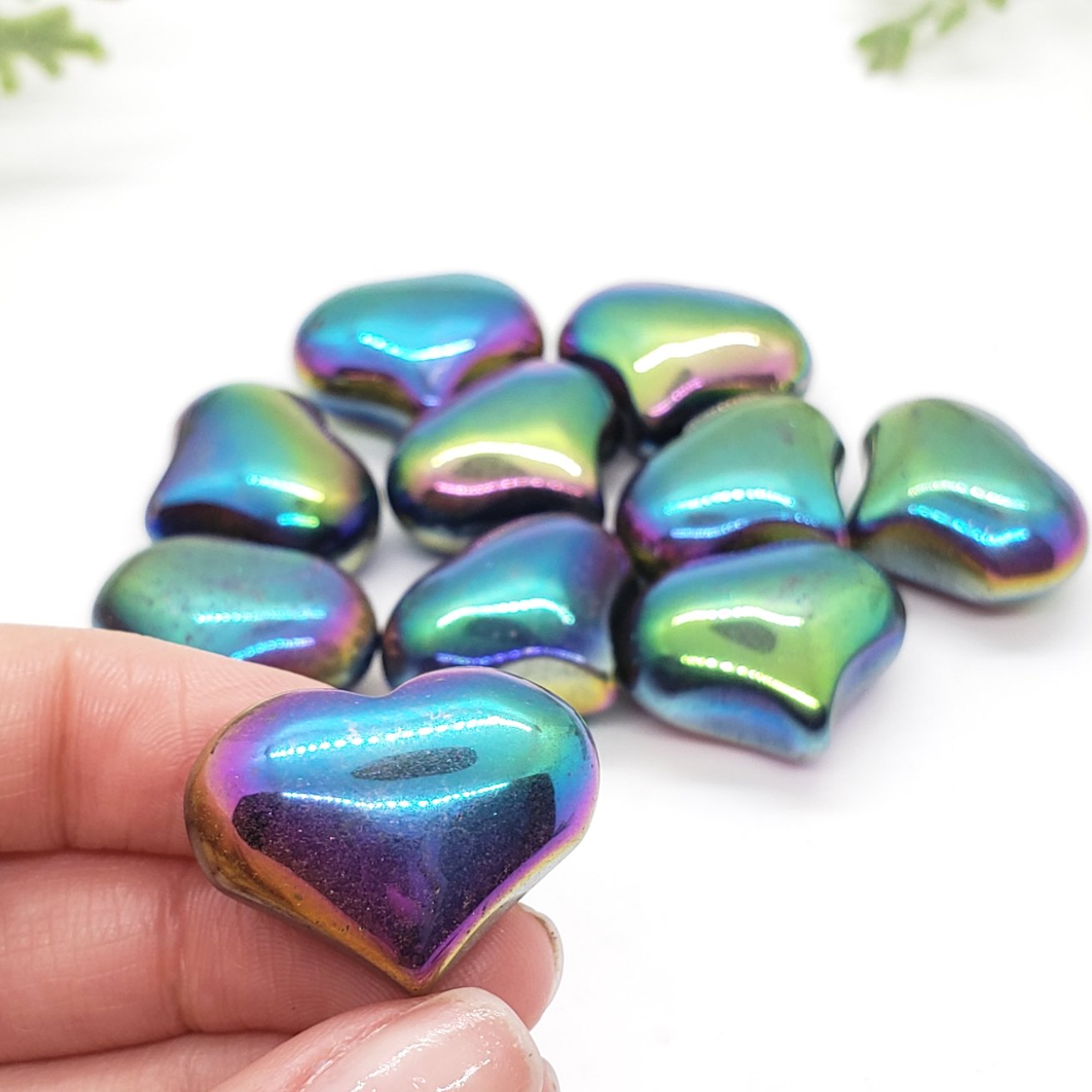Rainbow Hematite 1" Sweet Heart - Crystal Happenings