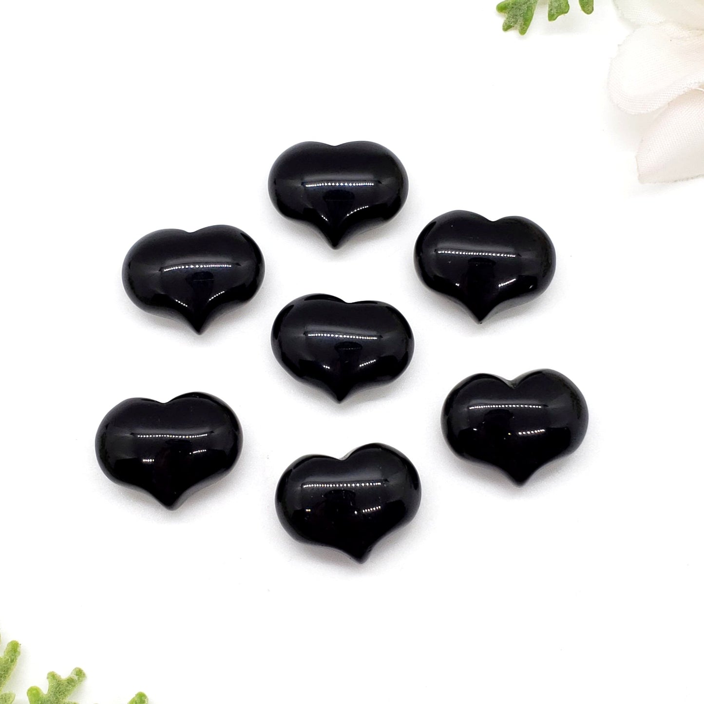 Black Agate - 1 inch Sweet Heart - Crystal Happenings