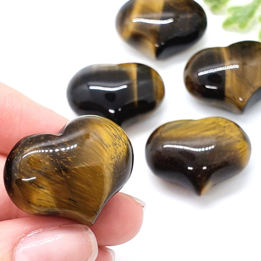 Golden Tiger Eye - 1 inch Sweet Heart (25mm) - Crystal Happenings