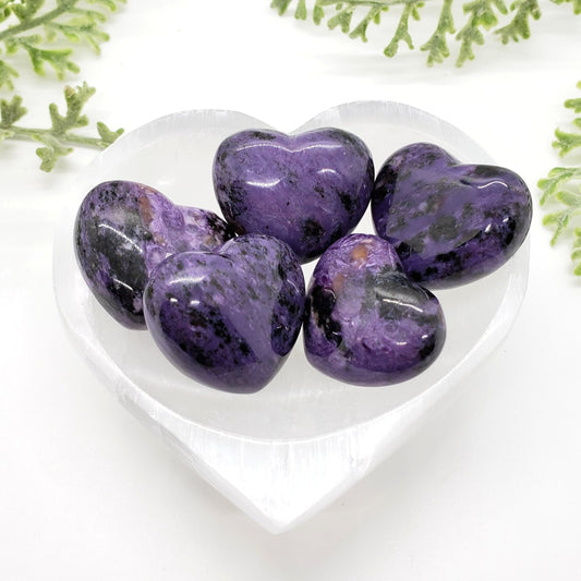 Rare Charoite 35mm Heart - Crystal Happenings