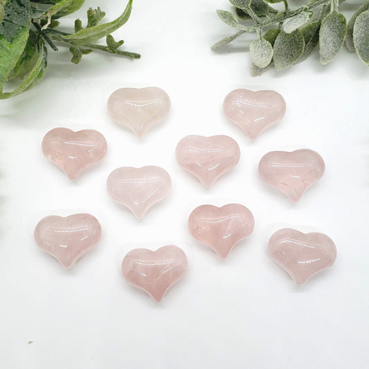 Rose Quartz - 1 inch Sweet Heart (25mm) - Crystal Happenings