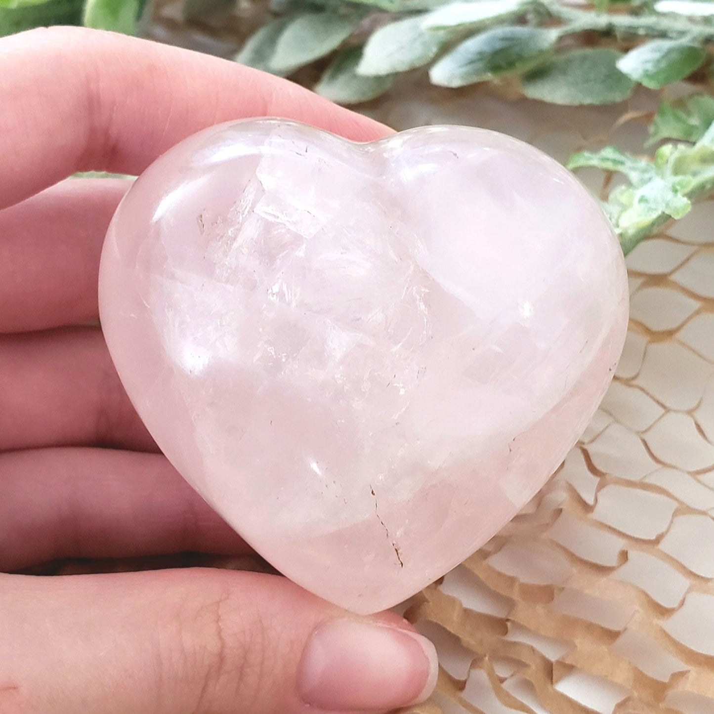 Rose Quartz Crystal Heart - 58mm