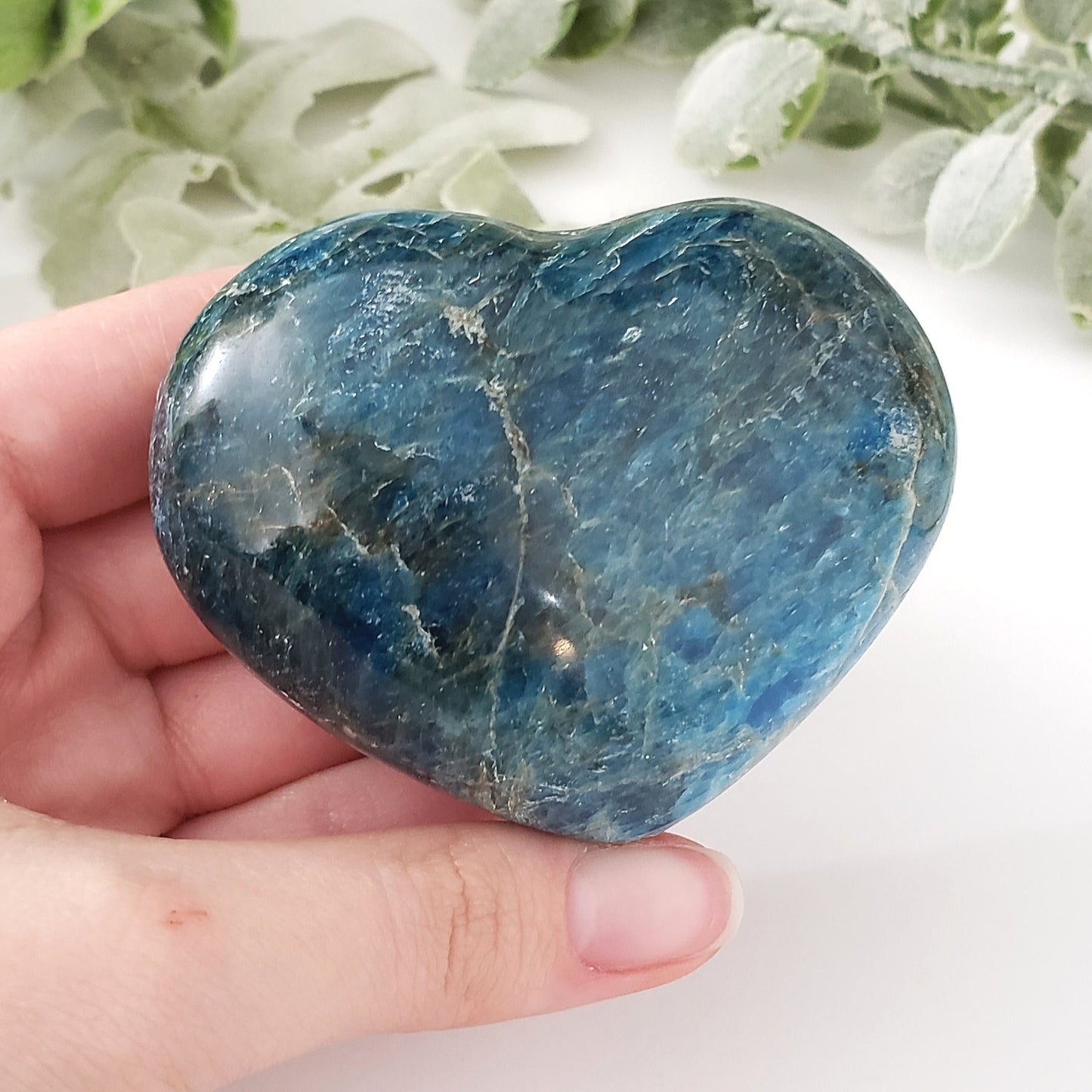 Authentic Blue Apatite Heart-Shaped Crystal - Natural Beauty