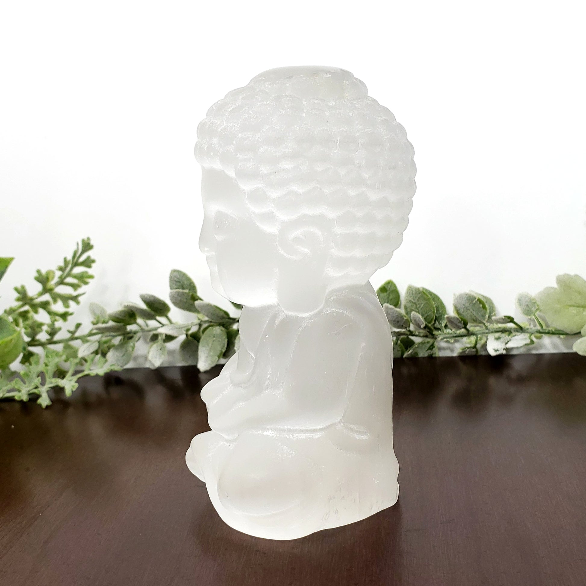 Carved Selenite Buddha Crystal carving