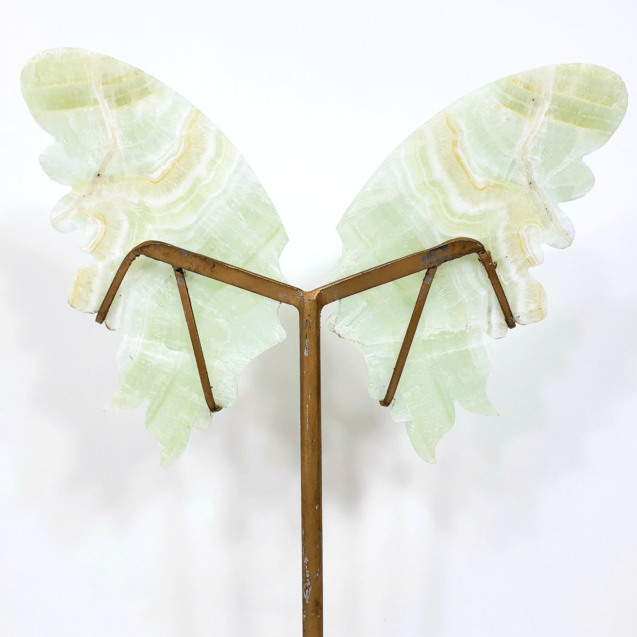 Large, Green Calcite Crystal Butterfly Wings