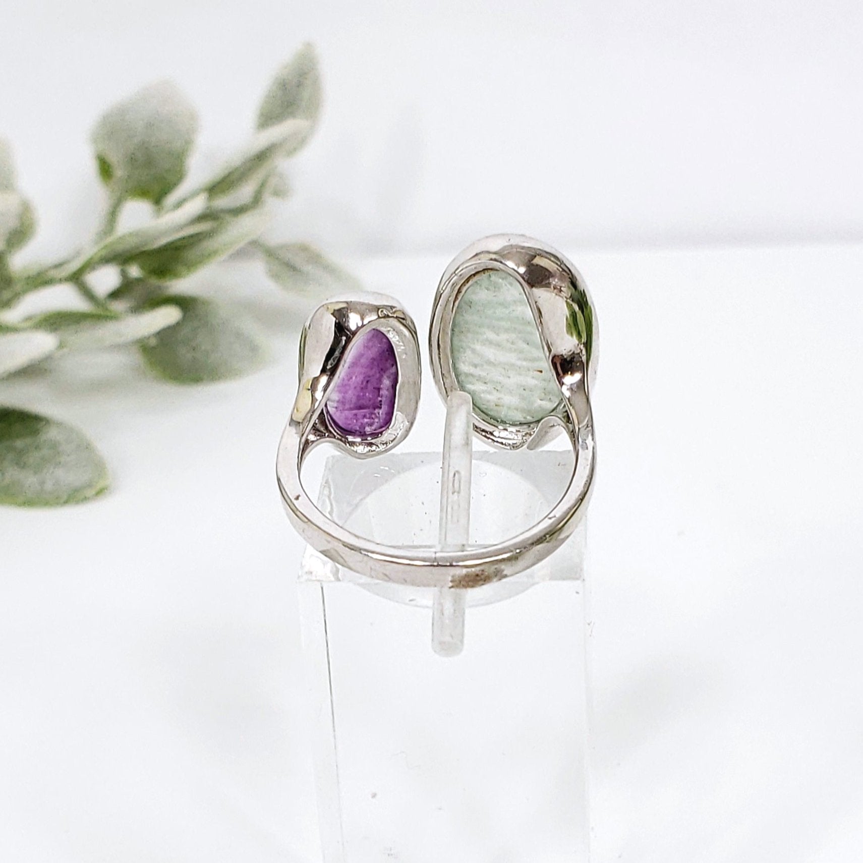 wear jewelry with intention - Amazonite and Purple Fluorite Crystal Ring