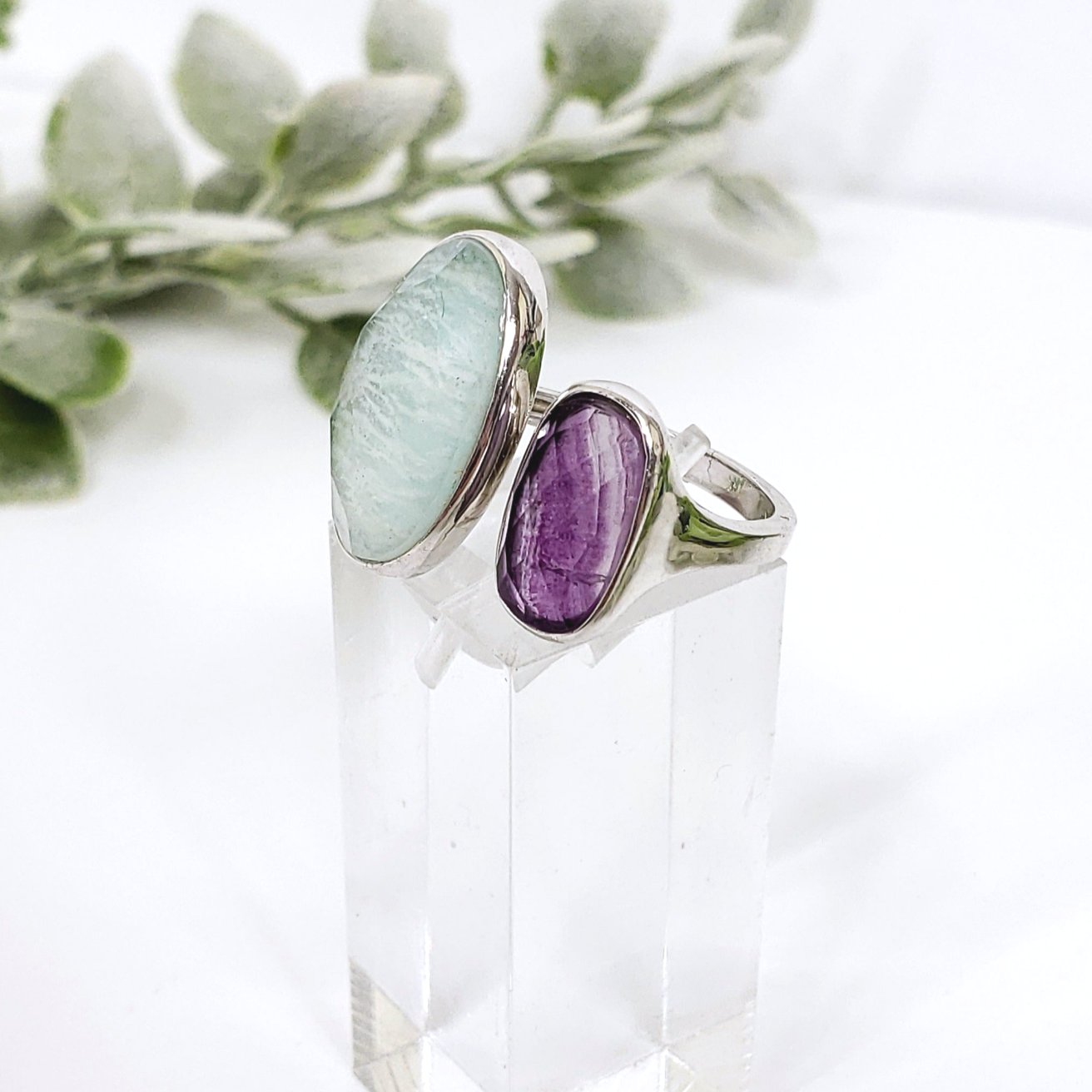 Customer Favorite Sterling Silver Adjustable Crystal Healing Ring 