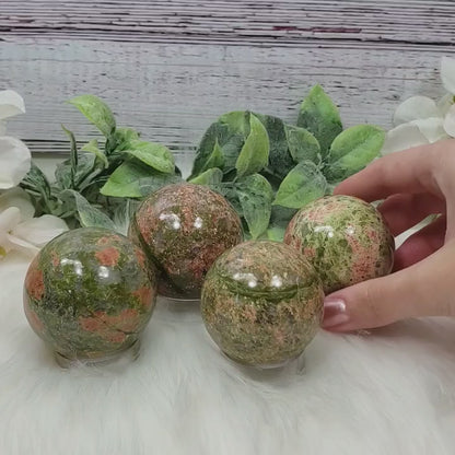 Unakite Jasper Sphere – For Self-Love, Emotional Balance and Gentle Growth