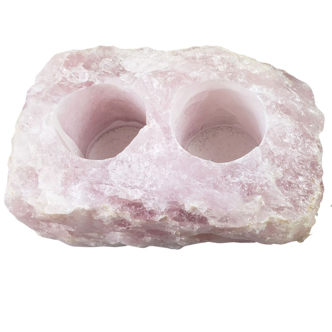 Rose Quartz Crytal  Candle Holder