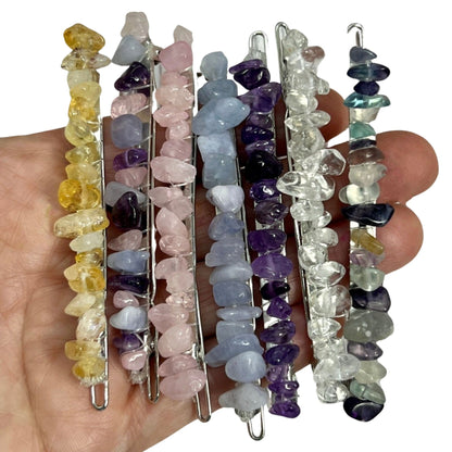 Crystal Stone Long Barrettes