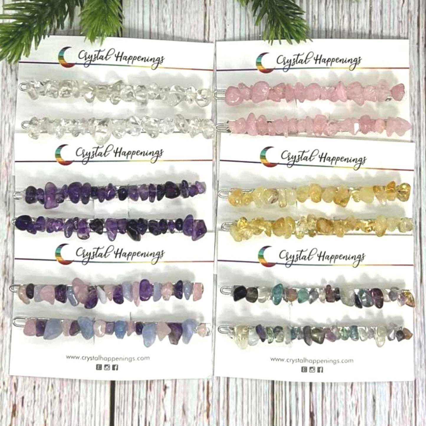 Crystal Stone Long Barrettes