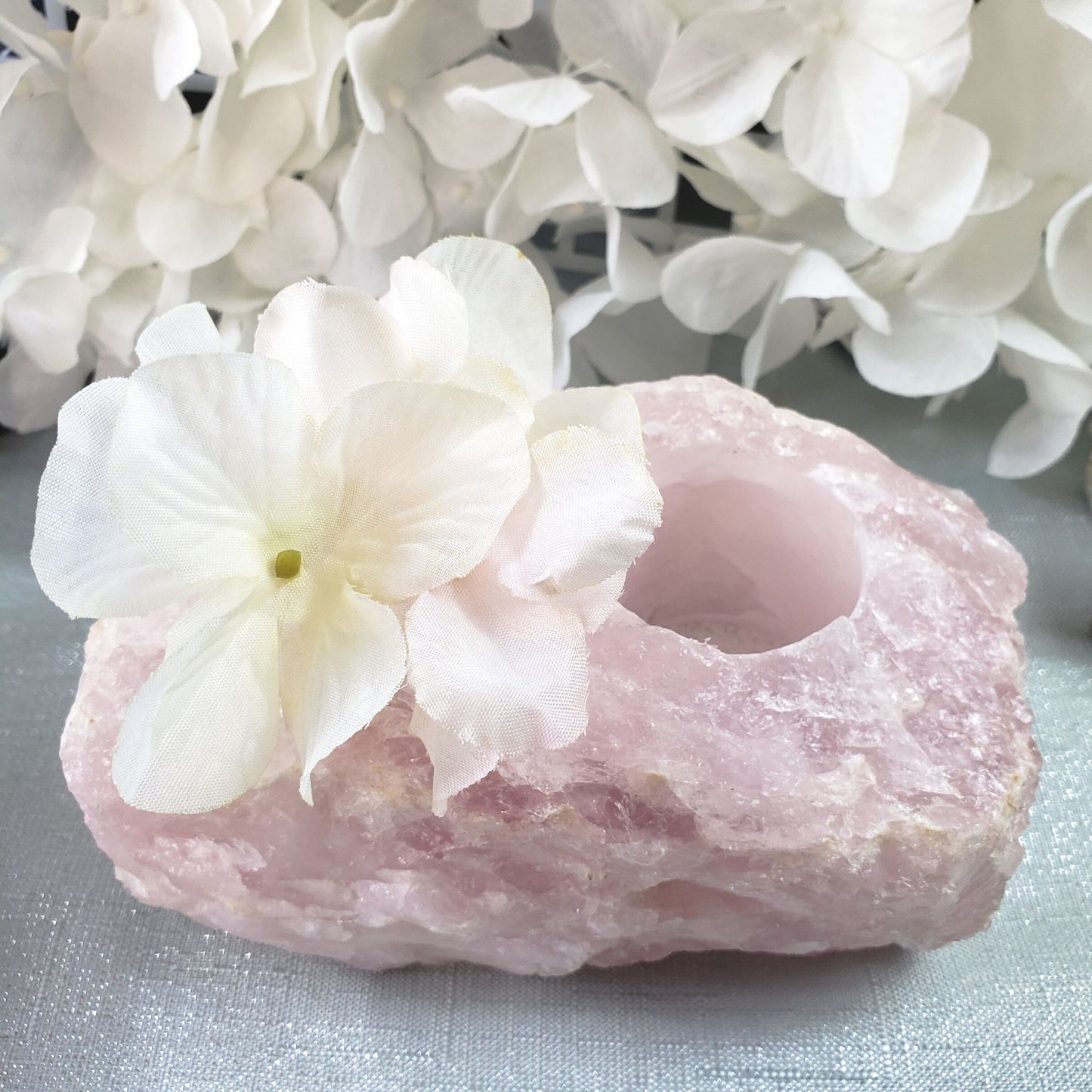 Rose Quartz Crytal  Candle Holder