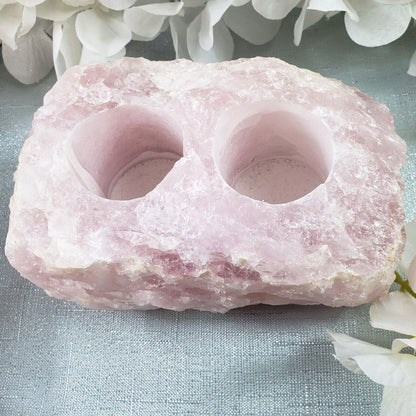 Rose Quartz Crytal  Candle Holder