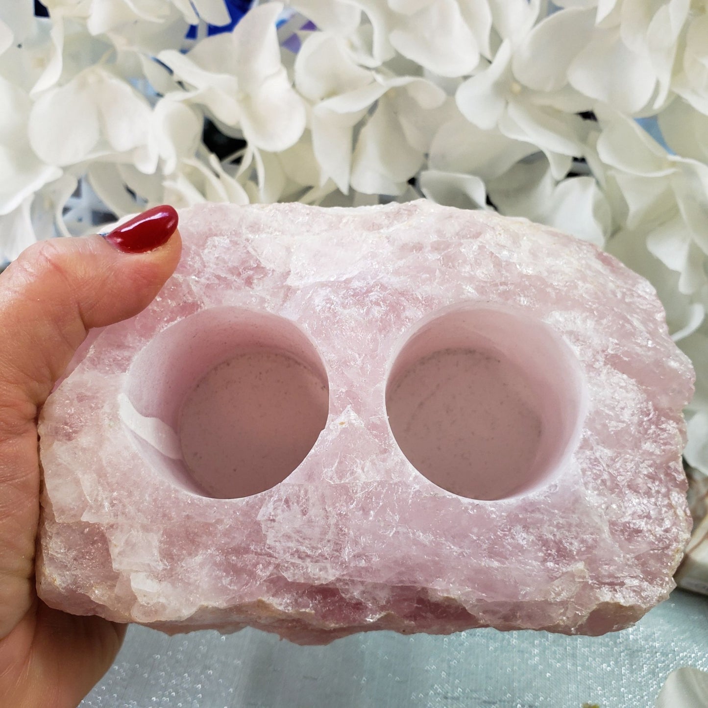 Rose Quartz Crytal  Candle Holder