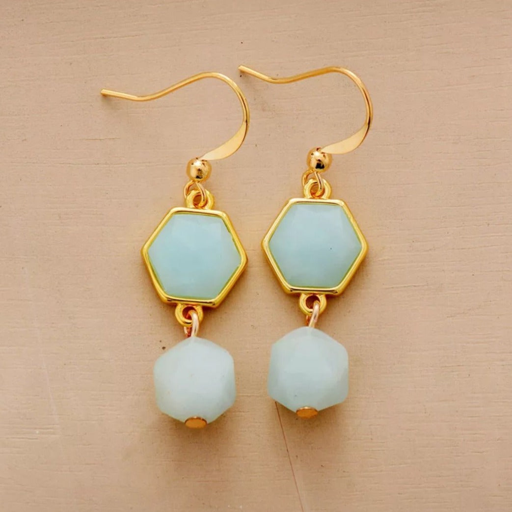 Double Stone Amazonite Crystal earrings