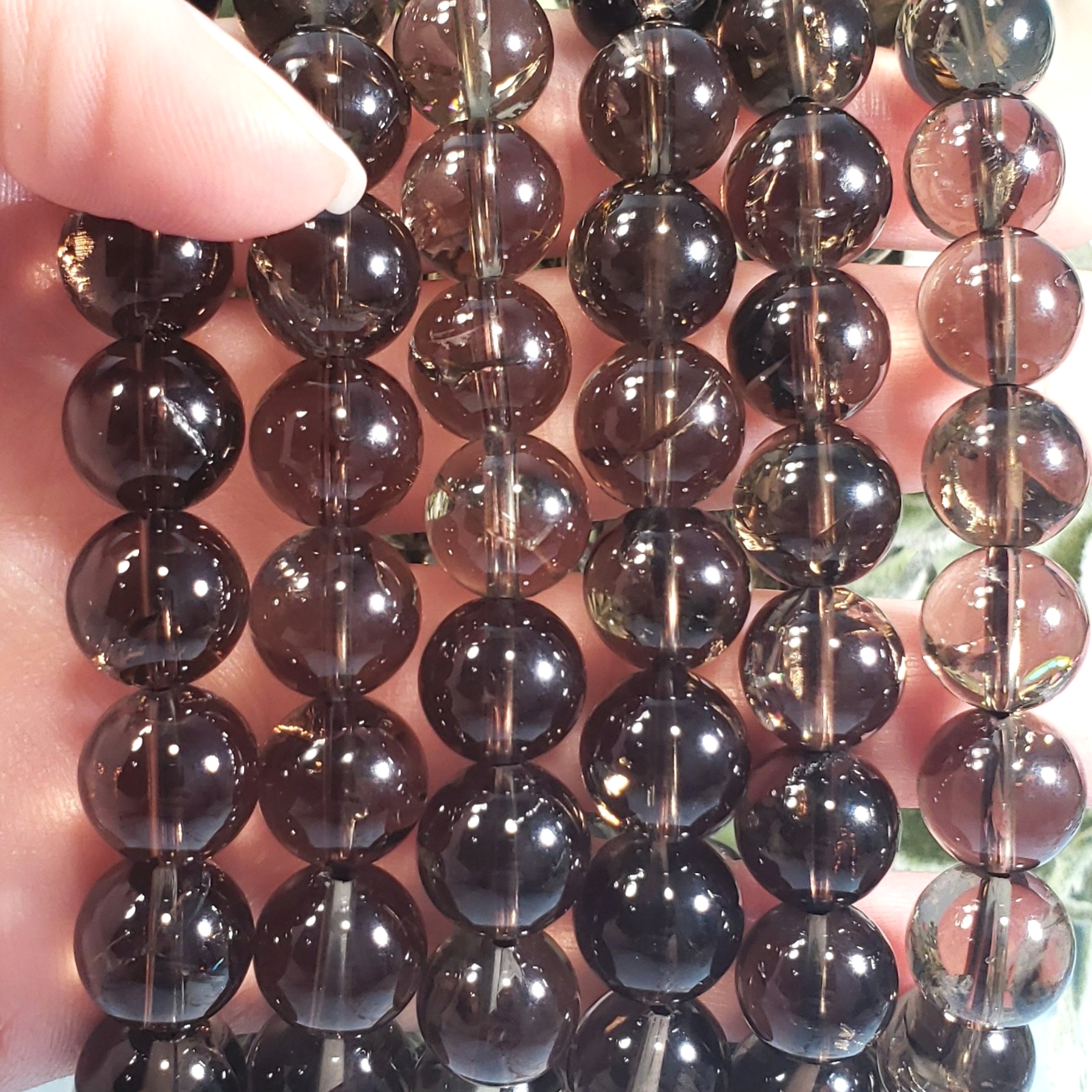 Smoky Quartz 10mm Beaded Bracelet - Crystal Happenings