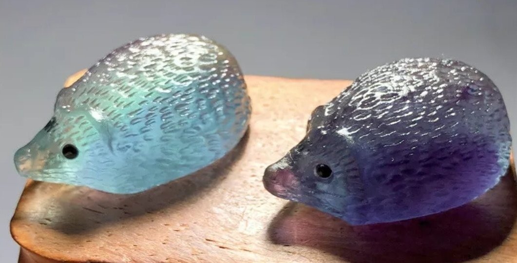 Rainbow Fluorite Hand Carved Hedgehog - Crystal Happenings