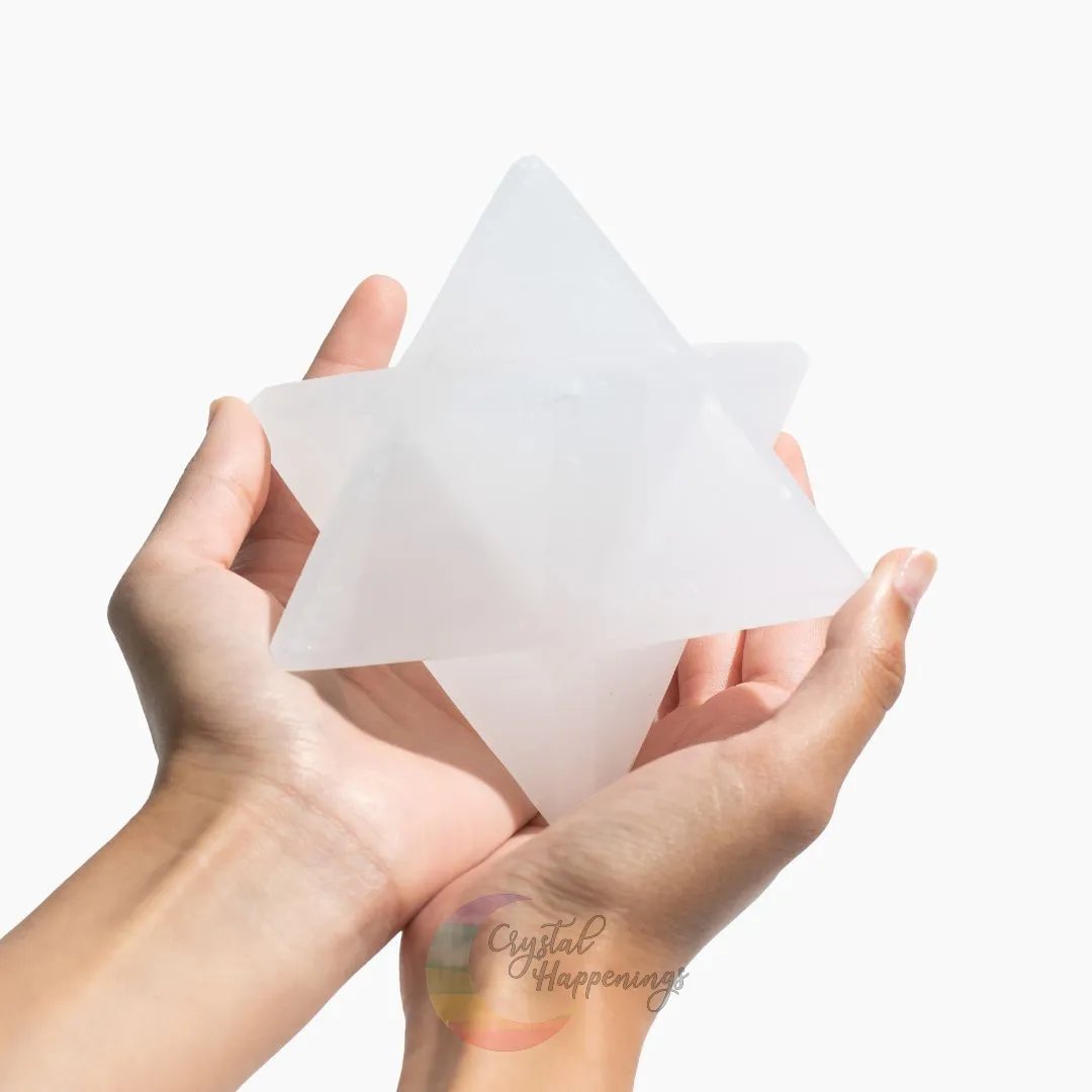 Original Large Satin Spar Selenite Merkaba 3d Crystal Star