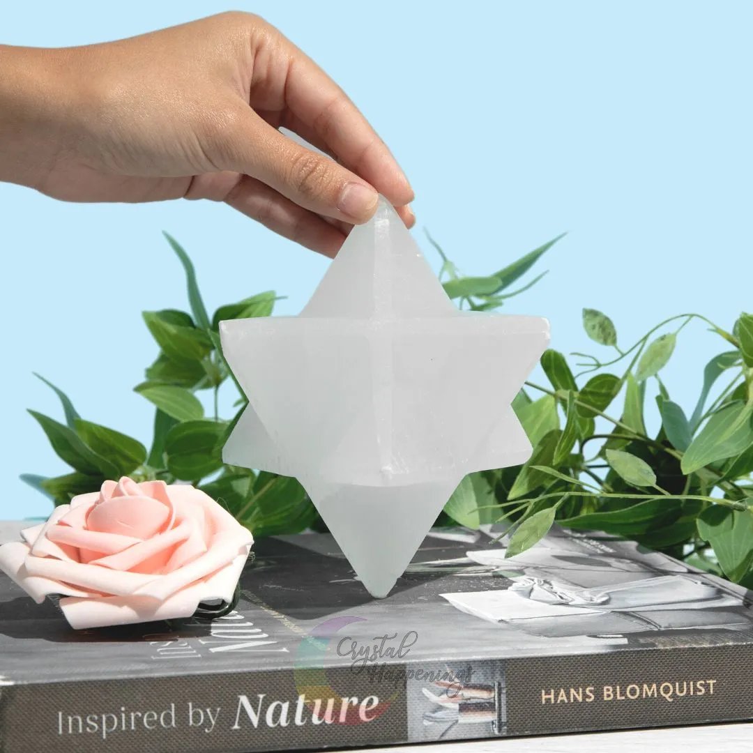 Satin Spar Selenite Merkaba 3d Crystal Star